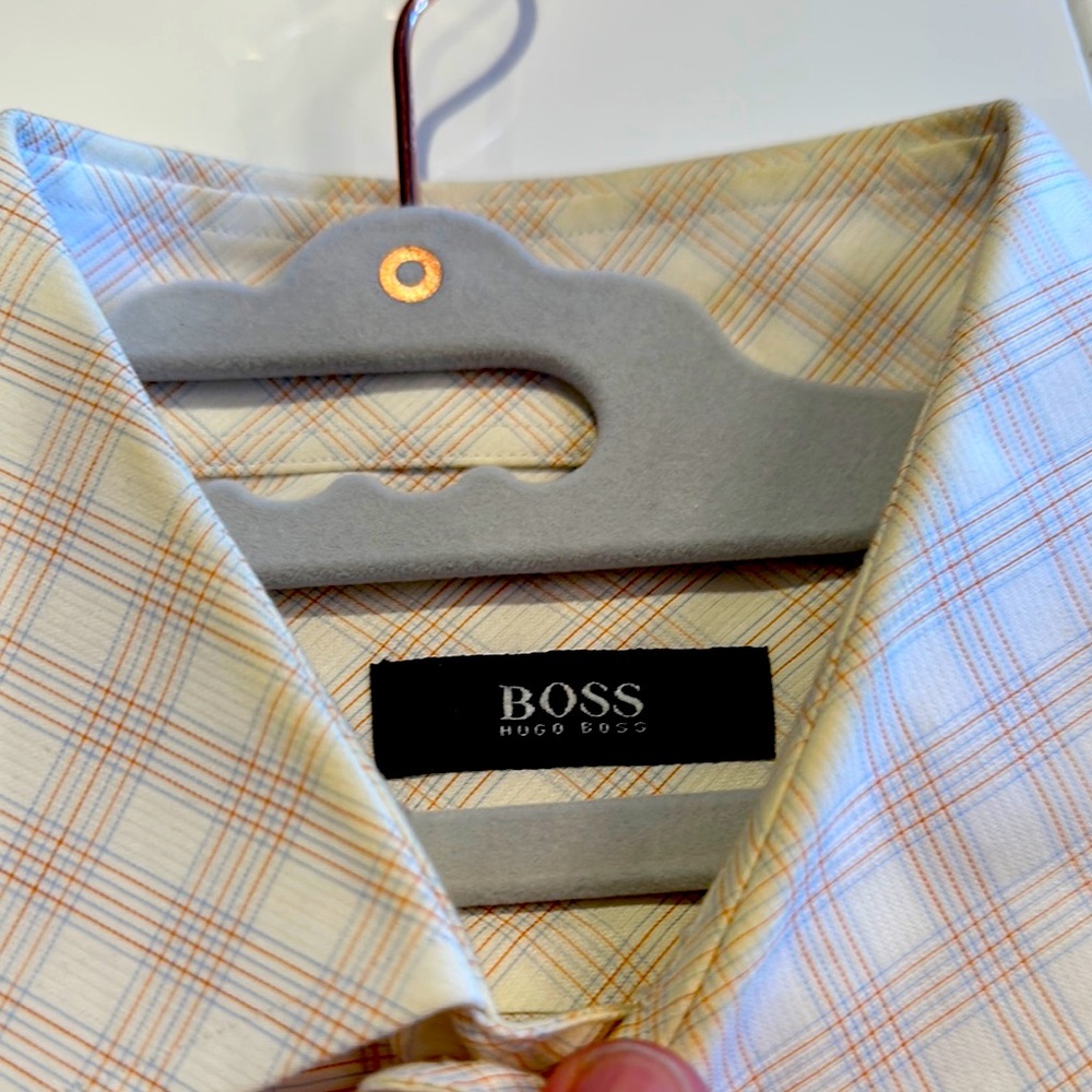 Boss Cream and Orange Casual Button Down Shirt